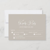 Simple Beige Wedding RSVP with Menu Options  (Voorkant)