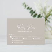 Simple Beige Wedding RSVP with Menu Options  (Staand voorkant)