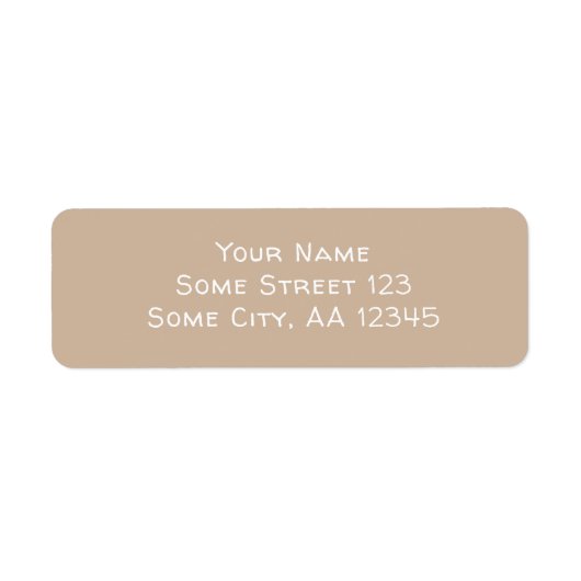 Simple Beige with White Text Return Address Label (Voorkant)
