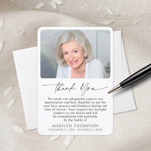 Simple Bereavement Funeral Memorial Photo Bedankkaart