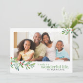 Simple Berries Wonderful Life 1 Foto | Feestdagenkaart (Staand voorkant)