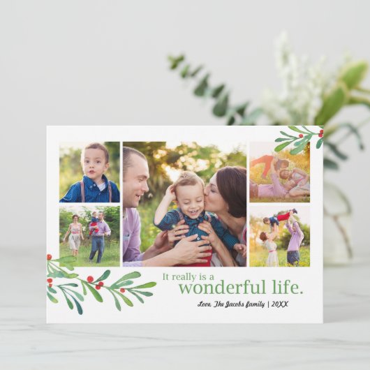 Simple Berries Wonderful LIfe 5 Foto | Feestdagenkaart (Staand voorkant)