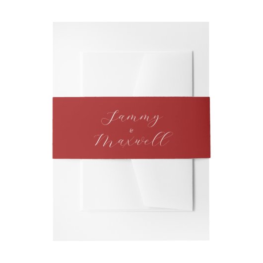 Simple Berry Red Invitation Belly Band Uitnodigingen Wikkel (Voorkant Voorbeeld)