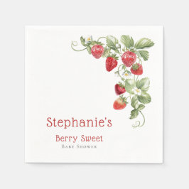Simple Berry Sweet Strawberry Baby shower Servet