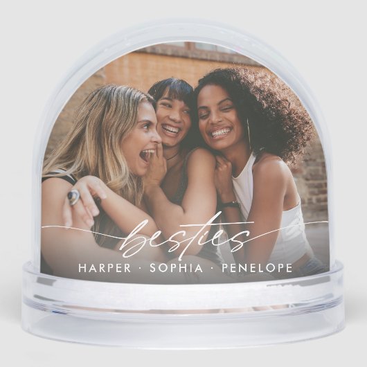 Simple Besties 2 Photo Modern Script Sneeuwbol (Voorkant)