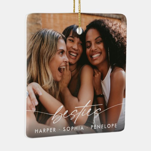 Simple Besties Create Your Own Photo Modern Script Keramisch Ornament (Rechts)