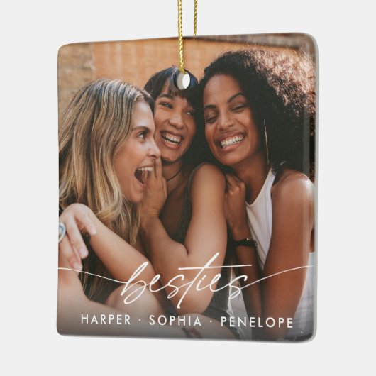 Simple Besties Create Your Own Photo Modern Script Keramisch Ornament (Links)