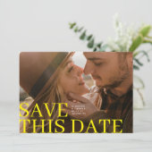Simple Big Yellow Save This Date & Photo Wedding Save The Date (Staand voorkant)