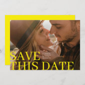 Simple Big Yellow Save This Date & Photo Wedding Save The Date (Voorkant / Achterkant)