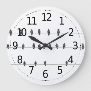 Simple Birds on the Wires Hand-Drawn Illustration Grote Klok