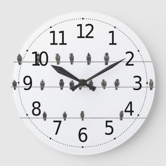 Simple Birds on the Wires Hand-Drawn Illustration Grote Klok (Voorkant)