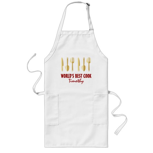 Simple Birthday Apron for Him | Custom Name Lang Schort (Voorkant)