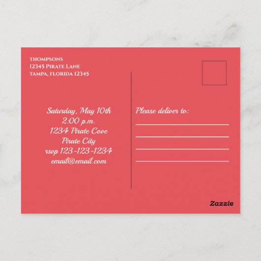 Simple Birthday Kinder Pirate Treasure Map Briefkaart (Achterkant)