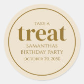 Simple Birthday Treat Favor Modern Tan Beige Ronde Sticker (Voorkant)