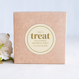 Simple Birthday Treat Favor Modern Tan Beige Ronde Sticker