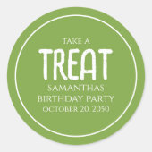 Simple Birthday Treat Favor Whimsical Green Ronde Sticker (Voorkant)