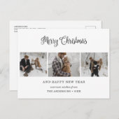 Simple Black 3 Photo Merry-Briefkaarten voor kerst Feestdagenkaart (Voorkant / Achterkant)