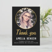 Simple Black Afstuderen Photo Afstuderen Bedankkaart (Staand voorkant)