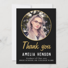 Simple Black Afstuderen Photo Afstuderen Bedankkaart
