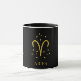Simple Black and Gold  Aries Zodiac Coffee Mok