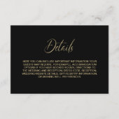Simple Black and Gold Wedding Details Informatiekaartje (Voorkant)