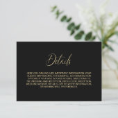 Simple Black and Gold Wedding Details Informatiekaartje (Staand voorkant)