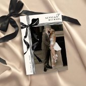 Simple Black and Ivory Bow Elegant Photo Wedding Save The Date