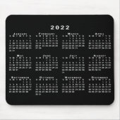Simple Black and White 2022 Calendar Mouse Pad Muismat (Voorkant)