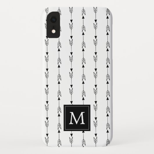 Simple Black and White Boho Arrow Pattern Monogram Case-Mate iPhone Case (Achterkant)