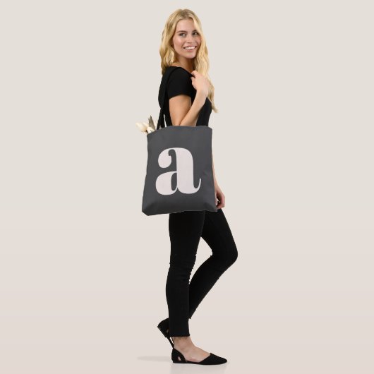 Simple Black and White Bold Retro Monogram Initiaa Tote Bag (Op model)