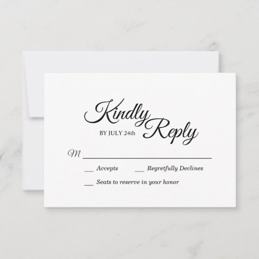 Simple Black and White Calligraphy Response Kaart (Voorkant)