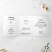 Simple Black and White Calligraphy Wedding Program Drieluik Programma (Binnen)