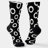 Simple Black and White Circles Dotted Pattern Sokken (Gebogen)