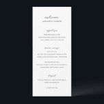Simple Black and White Clean Guest Name Wedding Menu<br><div class="desc">Modern wedding menu featuring a simple design with classic serif and elegant script fonts.  Use the template to add the name of each guest and skip the place cards.</div>