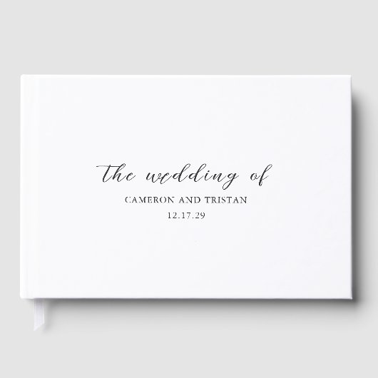 Simple Black and White Clean Wedding Gastenboek (Voorkant)