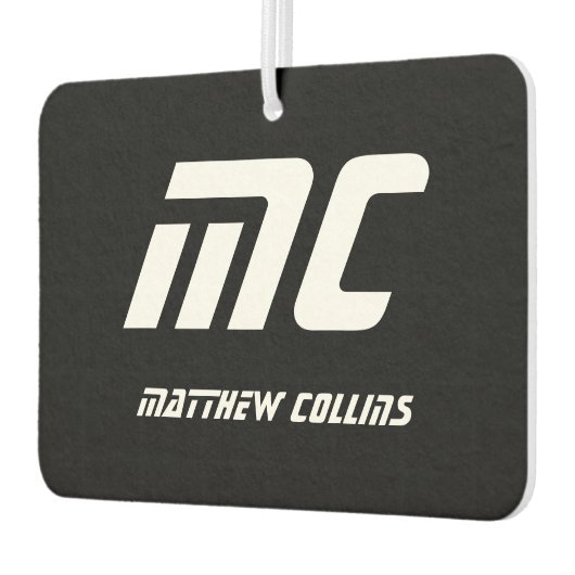 Simple Black and White Cool Personalized Monogram Luchtverfrisser (Links)