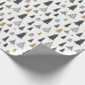 Simple Black and White Doodle Christmas Modern Cadeaupapier (Hoek)