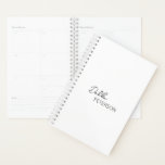 Simple Black and White Elegant Contemporary Modern Planner<br><div class="desc">Modern and professional black and white business planner featuring a simple and minimal design with your name in an elegant script and contemporary sans serif font.</div>