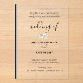 Simple Black and White Formal Wedding - Custom Acryl Uitnodigingen (Voorkant)