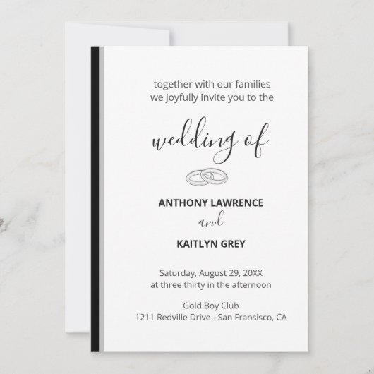 Simple Black and White Formal Wedding - Custom Kaart (Voorkant)