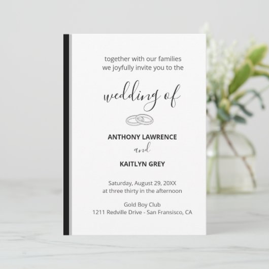 Simple Black and White Formal Wedding - Custom Kaart (Staand voorkant)