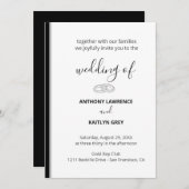 Simple Black and White Formal Wedding - Custom Kaart (Voorkant / Achterkant)