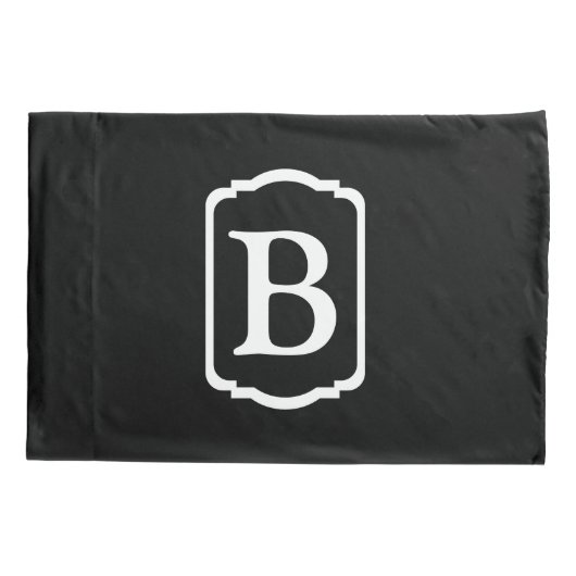 Simple Black and White Framed Monogram Kussensloop (Achterkant)