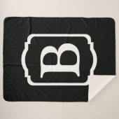 Simple Black and White Framed Monogram Sherpa Deken (Voorkant (horizontaal))