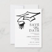 Simple Black and White Graduation Party Save The Date (Voorkant)