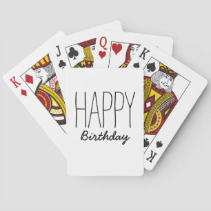 Simple Black and White Happy Birthday Typografie Pokerkaarten