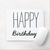 Simple Black And White Happy Birthday Typography Muismat (Met muis)