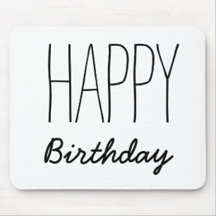 Simple Black And White Happy Birthday Typography Muismat