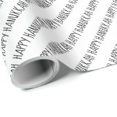 Simple Black and White Happy Hanukkah Script Cadeaupapier (Rol Hoek)