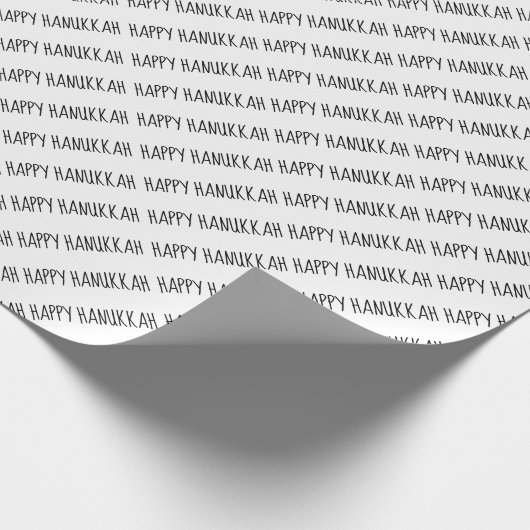 Simple Black and White Happy Hanukkah Script Cadeaupapier (Hoek)